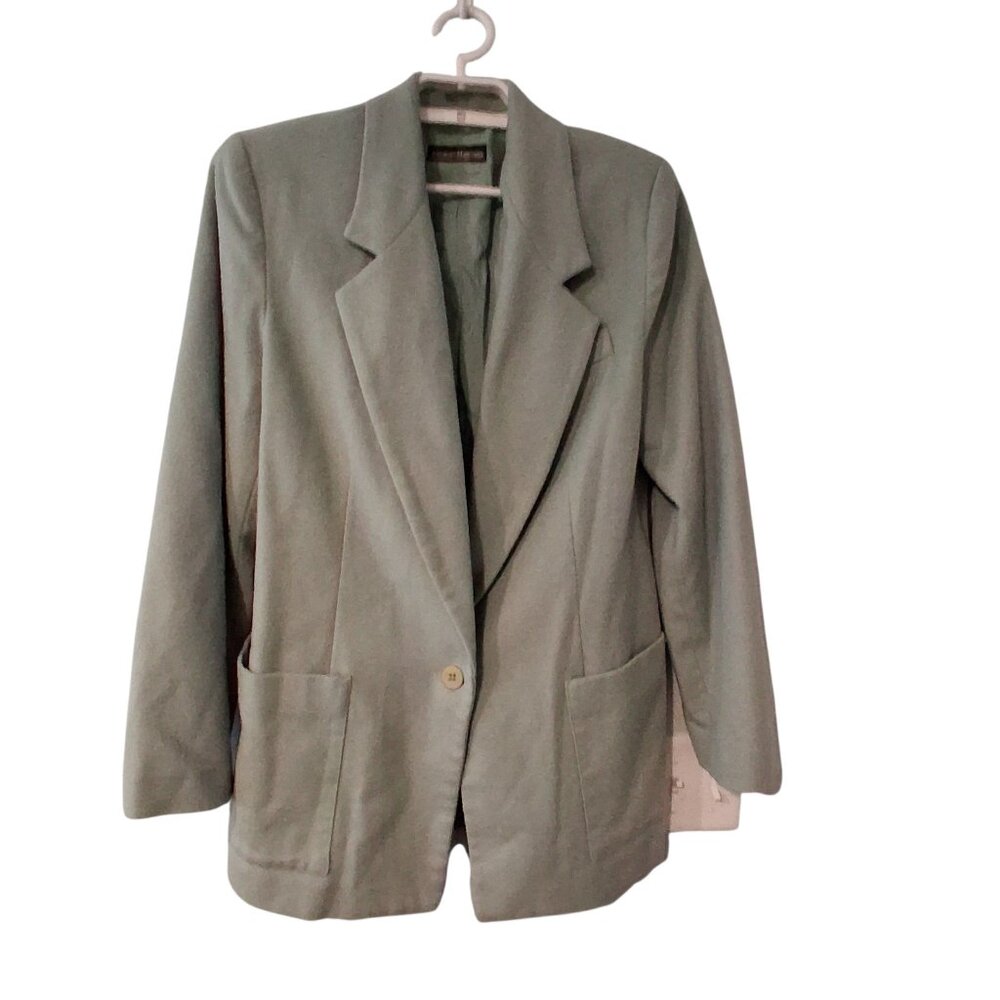 Georges Marciano Blazer womens 12 vintage wool cashmere angora blend aqua
